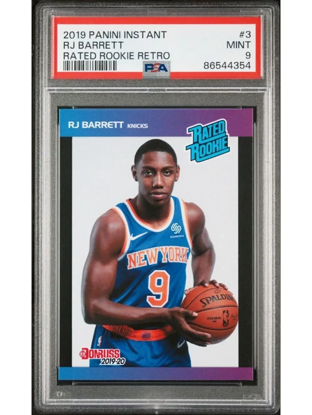 RJ Barrett 2019-20 Panini NBA Rated Rookie Retro Card 1/3431 PSA 9 MINT